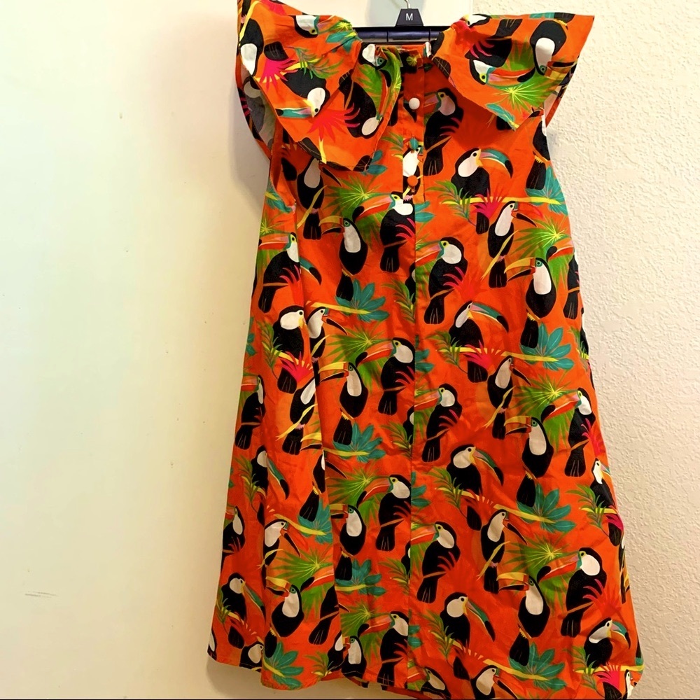 Anthropologie Farm Rio Toucan Dress Ruffle Bird